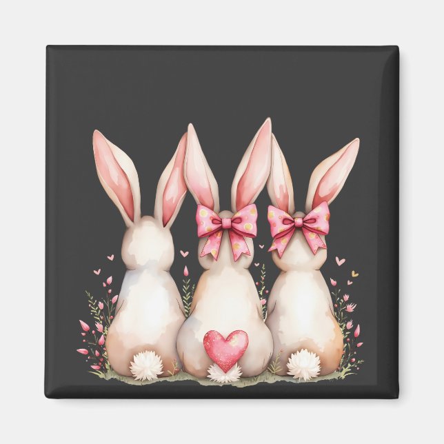 Aimant Lapin de coton floral Coquette Lapin de fond Rabbi (Devant)