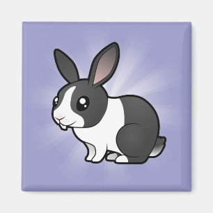 Aimant Lapin de dessin animé (oreille tombante poil lisse