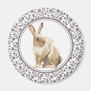 Aimant Lapin de Pâques Brown Floral