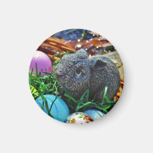 Aimant Lapin de Pâques et panier de golf