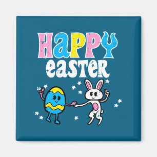 Aimant Lapin de Pâques heureux danse garçons filles enfan