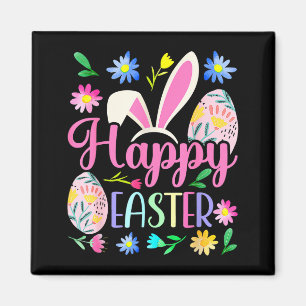 Aimant Lapin de Pâques joyeux printemps œuf de Pâques che