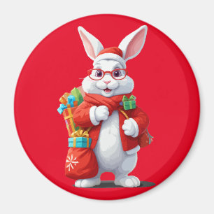 Aimant Lapin En Costume Père Noël Adorable Noël Drôle