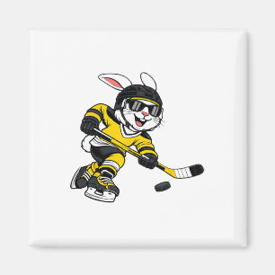 Aimant Lapin jouant au hockey sur glace Lapin de Pâques S
