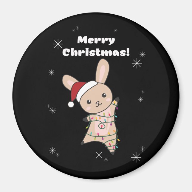 Aimant Lapin Joyeux Noël Animaux d'hiver Lapins Magne (Devant)
