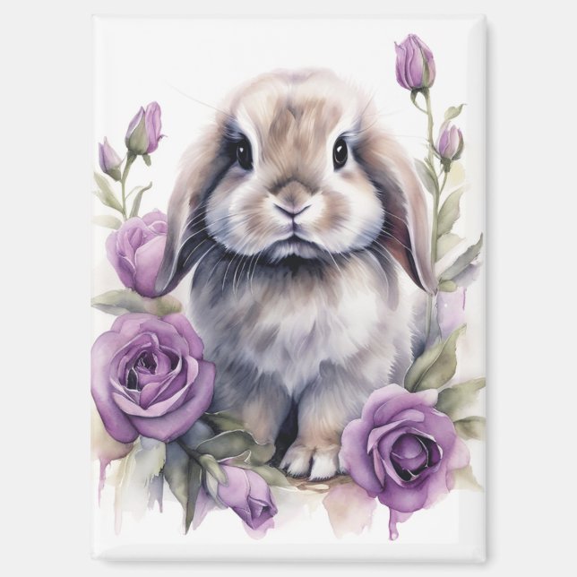 Aimant Lapin Lapin Gagné Lop Rose Violet (Recto)