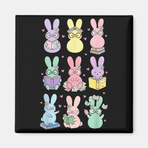 Aimant Lapin lisant des livres jour de Pâques bibliothéca