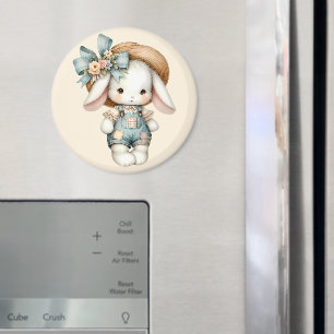 Aimant Lapin mignon dans les couloirs avec Casquette pail