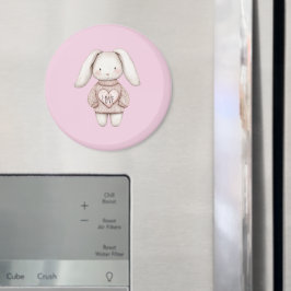 Aimant Lapin Mignon Rose Doux Veste Rose Coeur