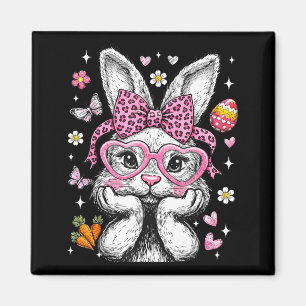 Aimant Lapin mignon visage léopard coquette noeud papillo