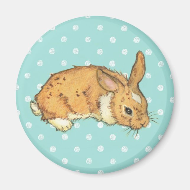 Aimant Lapin Polka Dot turquoise (Devant)