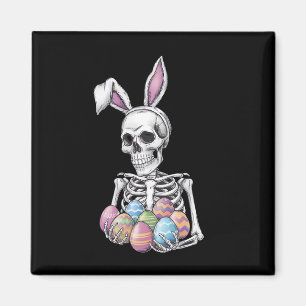 Aimant Lapin Squelette tenant des oeufs de Pâques lapin d
