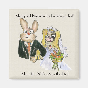 Aimant Lapins blonds de bande dessinée épousant des
