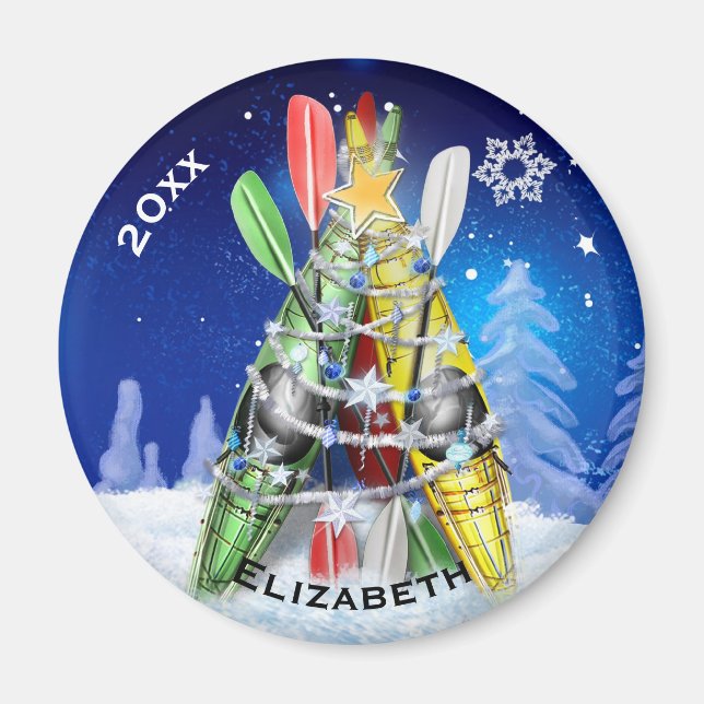 Aimant L'arbre de Noël Kayak (Devant)