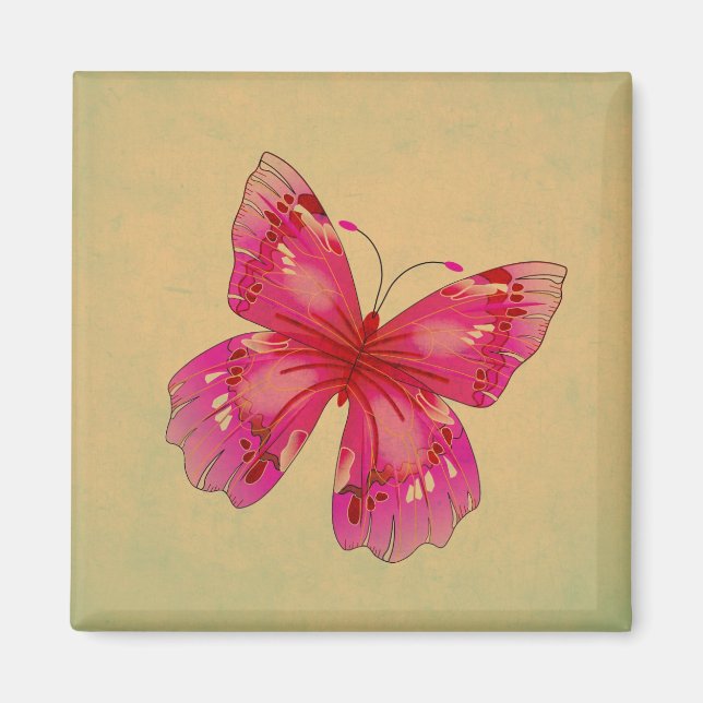 Aimant L'art du papillon oriental vintage rose (Devant)