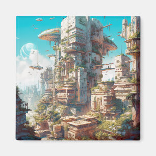 Aimant L'art futuriste de science-fiction de la ville