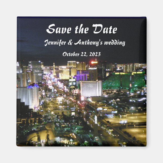 Aimant Las Vegas Strip Photo Mariage Date Plans (Devant)