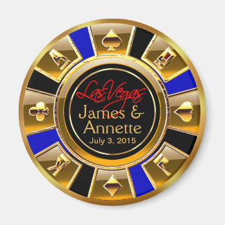 Aimant Las Vegas VIP Blue Gold Black Casino Chip Favorise