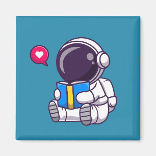 Aimant L'astronaute lit le livre enfants mignons