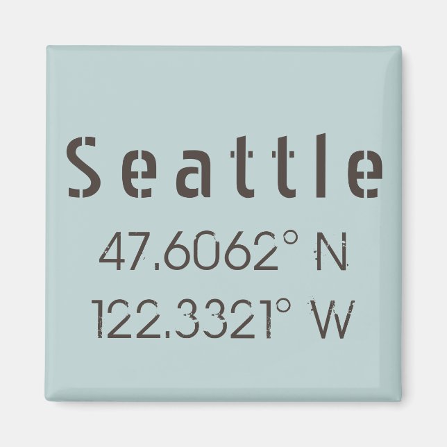 Aimant Latitude et longitude de Seattle (Devant)