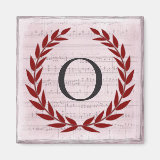 Aimant Laurel Wreath Sheet Musique Monogramme initial O