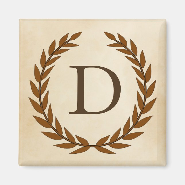 Aimant Laurel Wreath sur le parchemin Monogramme initial  (Devant)