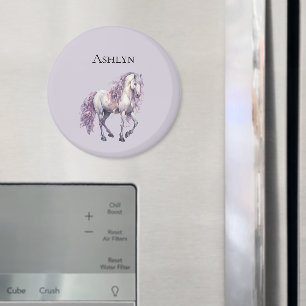 Aimant Lavande Blanc Floral Cheval Cowgirl
