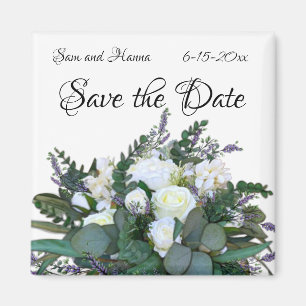 Aimant Lavande Eucalyptus blanc roses verdure