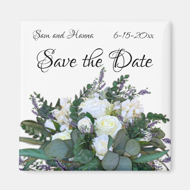 Aimant Lavande Eucalyptus blanc roses verdure (Devant)