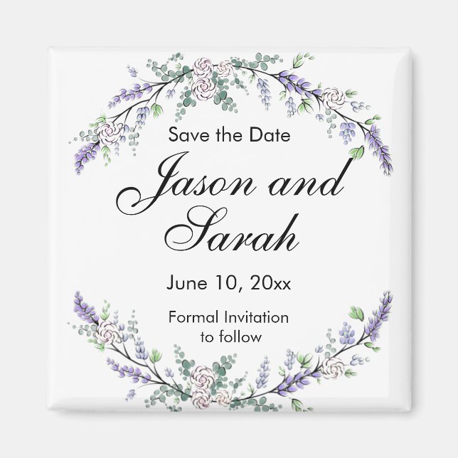 Aimant Lavande eucalyptus roses blanches (Devant)