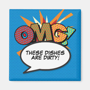 Aimant Lave-vaisselle OMG Dirty Plats Amusants Retro Comé