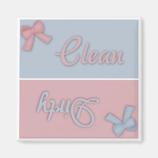 Aimant Lave-vaisselle rose et bleu propre et sale