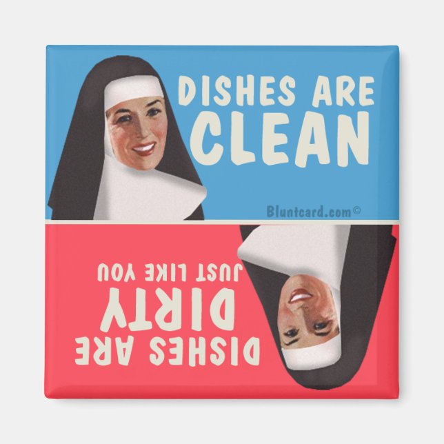 Aimant Lave-vaisselle sale propre drôle nonne (Devant)