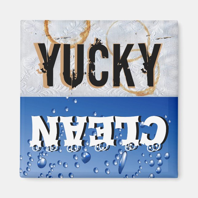 Aimant Lave-vaisselle Yucky propre et sale (Devant)