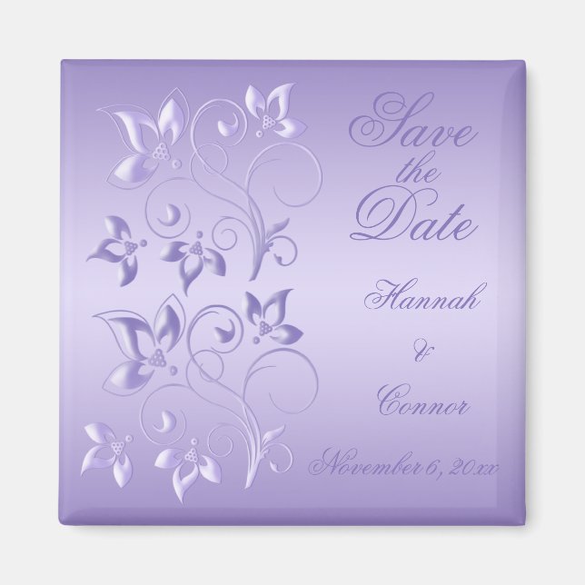 Aimant Lavender Floral Enregistrer l'aimant de date (Devant)