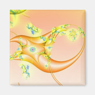 Aimant Lavette   Art fractal orange et jaune
