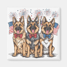 Aimant Le 4 Juillet Chiens De Berger Allemands