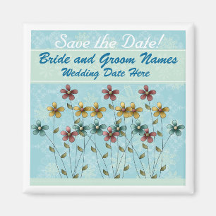 Aimant Le bleu avec des fleurs font gagner la date