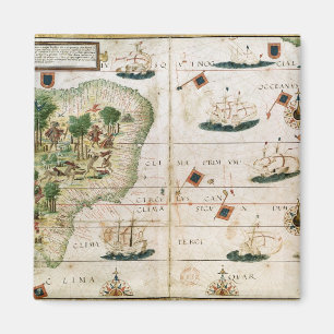 Aimant Le Brésil du "atlas de Miller" par Pedro Reinel