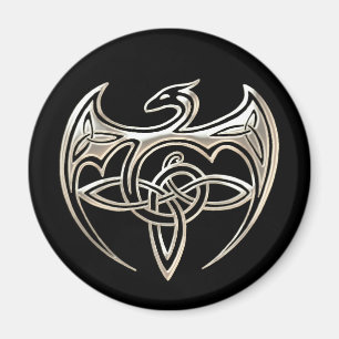 Aimant Le Celtic Trine de dragon argenté et noir noue