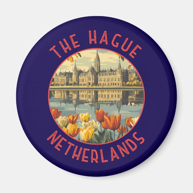 Aimant Le cercle en détresse rétro de La Haye Pays-Bas (Devant)