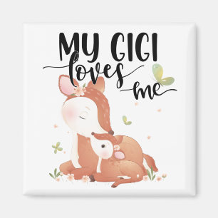 Aimant Le cerf de bois Doe et le bébé Fawn Mon Gigi m'aim