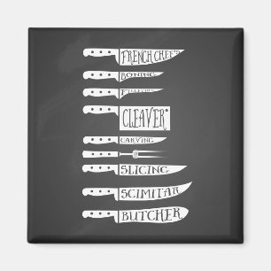 Aimant le chef cuisinier cuisinier cuisinier couteaux cou