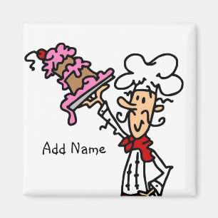 Aimant Le chef de pâtisserie avec la cuisson de gâteau