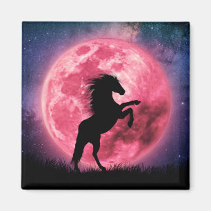 Aimant Le cheval et la lune Rose Magnet