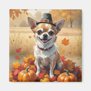 Aimant Le Chihuahua D'Automne Laisse L'Art Thanksgiving