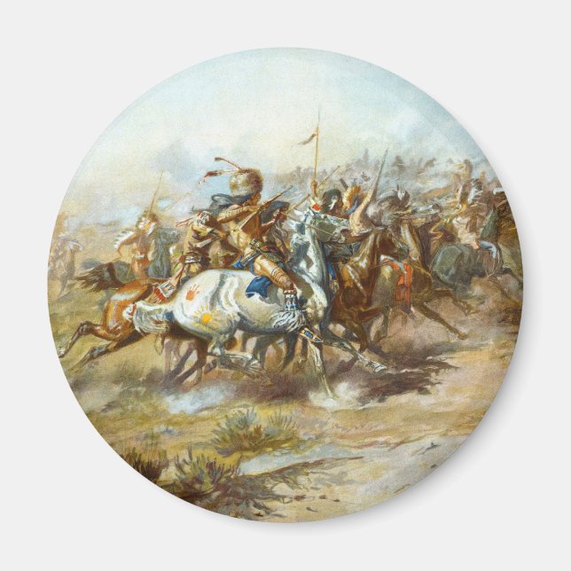Aimant Le combat de la custer par Charles Marion Russell (Devant)