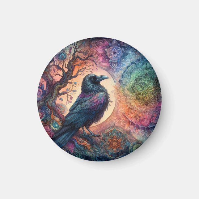 Aimant Le Corbeau de la vie Mandala Pagan (Devant)