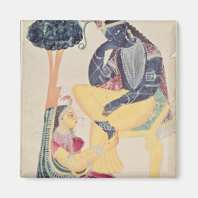 Aimant Le Dieu Krishna avec son amour mortel, Radha (Devant)