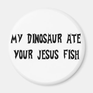 Aimant Le dinosaure mange des poissons de Jésus